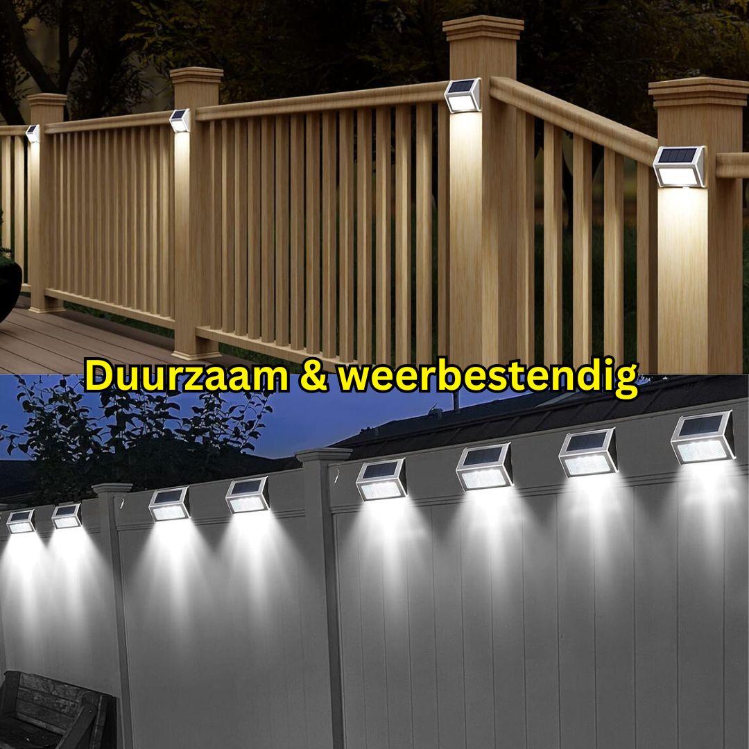 Zonne-energie LED Wandlamp Waterdicht RVS Warm Wit Automatisch Aan/Uit