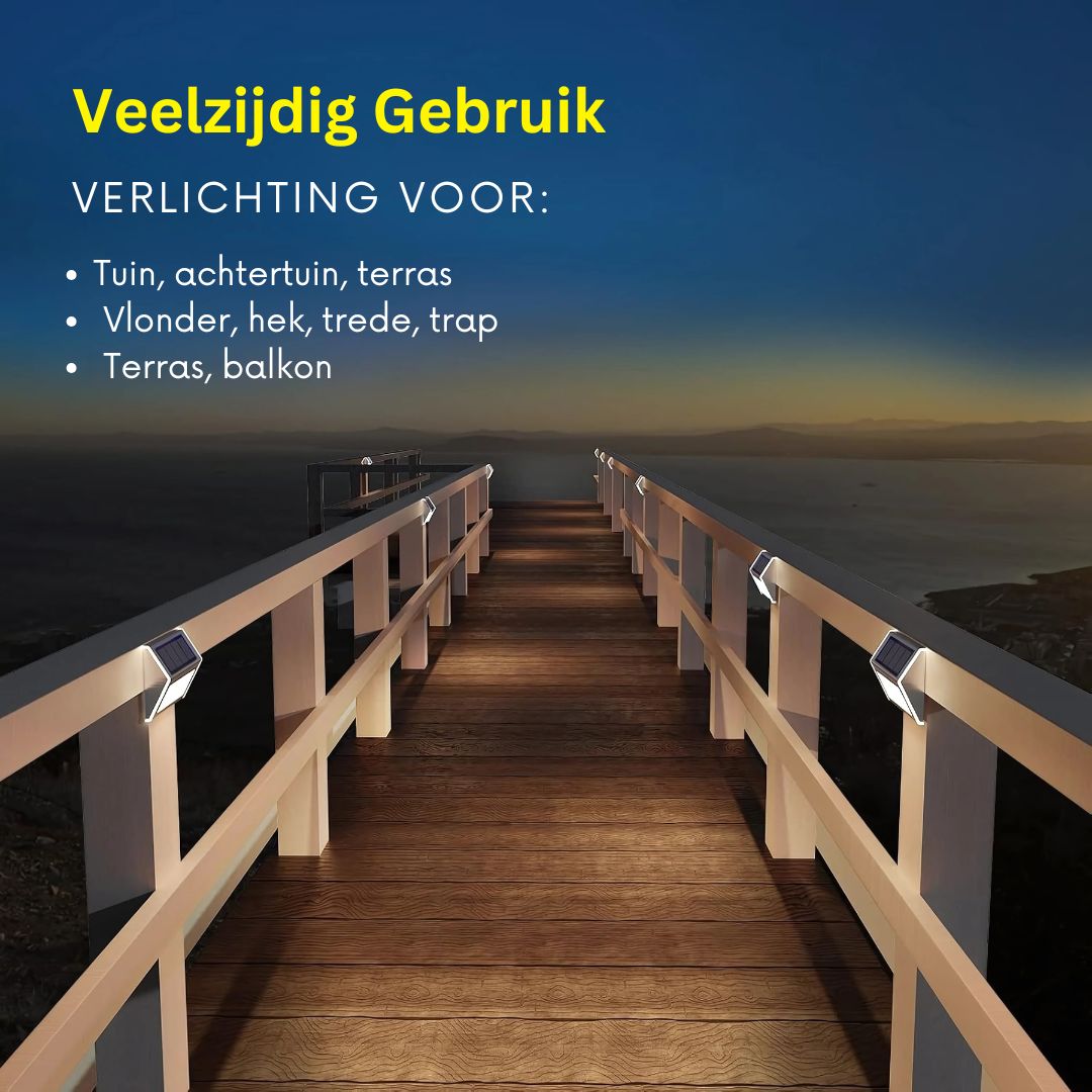Zonne-energie LED Wandlamp Waterdicht RVS Warm Wit Automatisch Aan/Uit