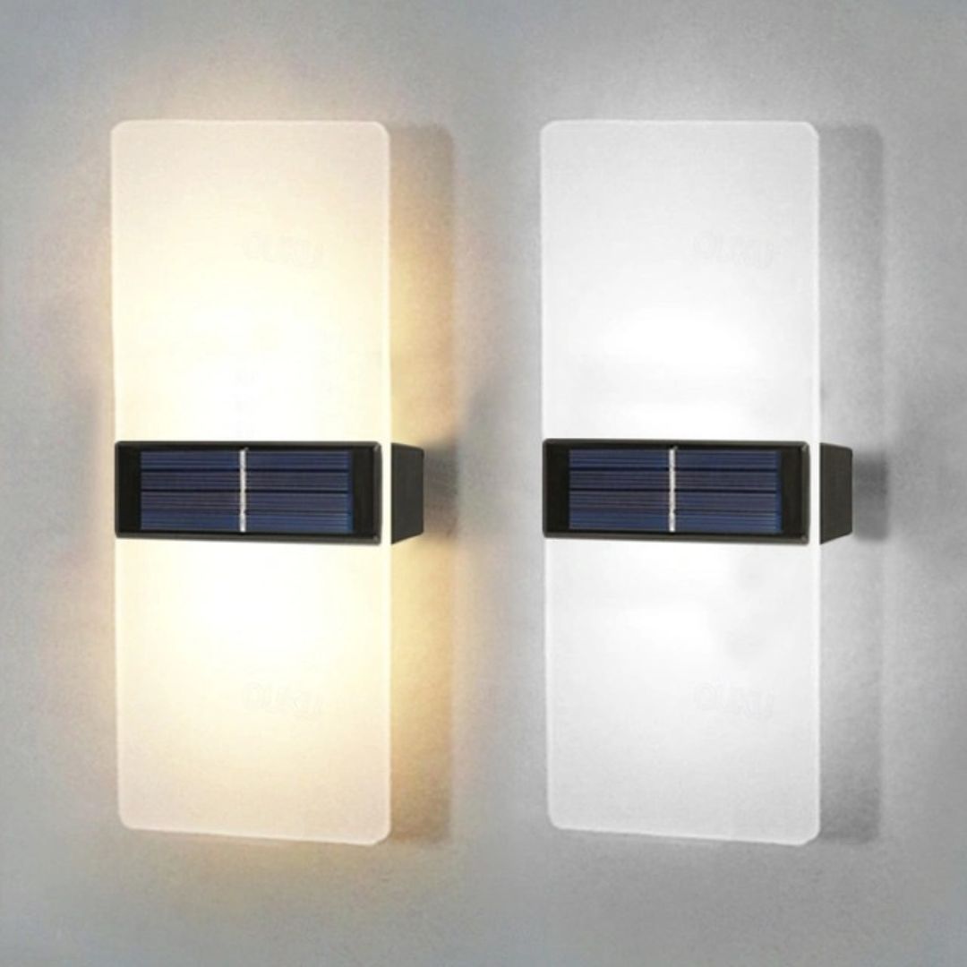 2 stuks Solar Wandlampen Waterdicht LED Buiten met Warm Wit Modus