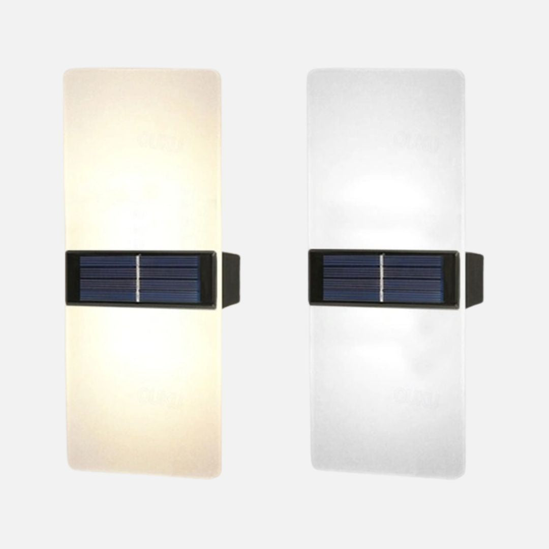 2 stuks Solar Wandlampen Waterdicht LED Buiten met Warm Wit Modus