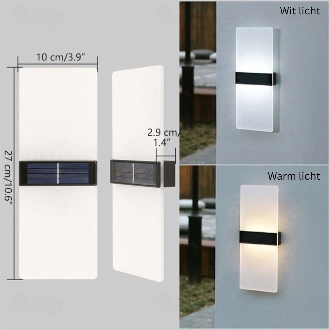 2 stuks Solar Wandlampen Waterdicht LED Buiten met Warm Wit Modus