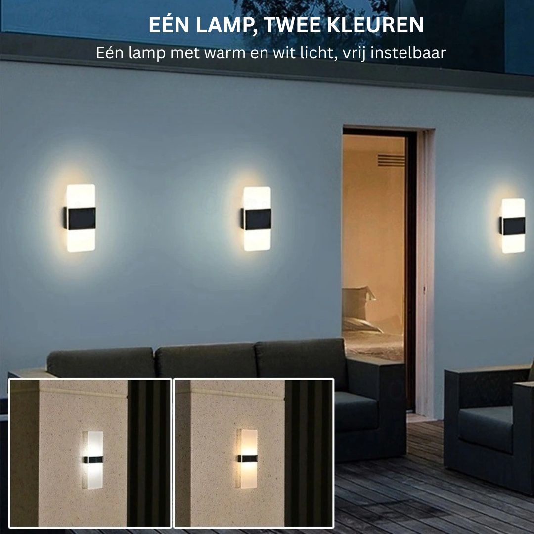 2 stuks Solar Wandlampen Waterdicht LED Buiten met Warm Wit Modus