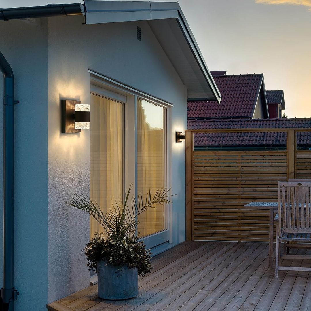 Buiten Wandlamp met Dimbare LED en Helder Glas – Zwart, Weerbestendig