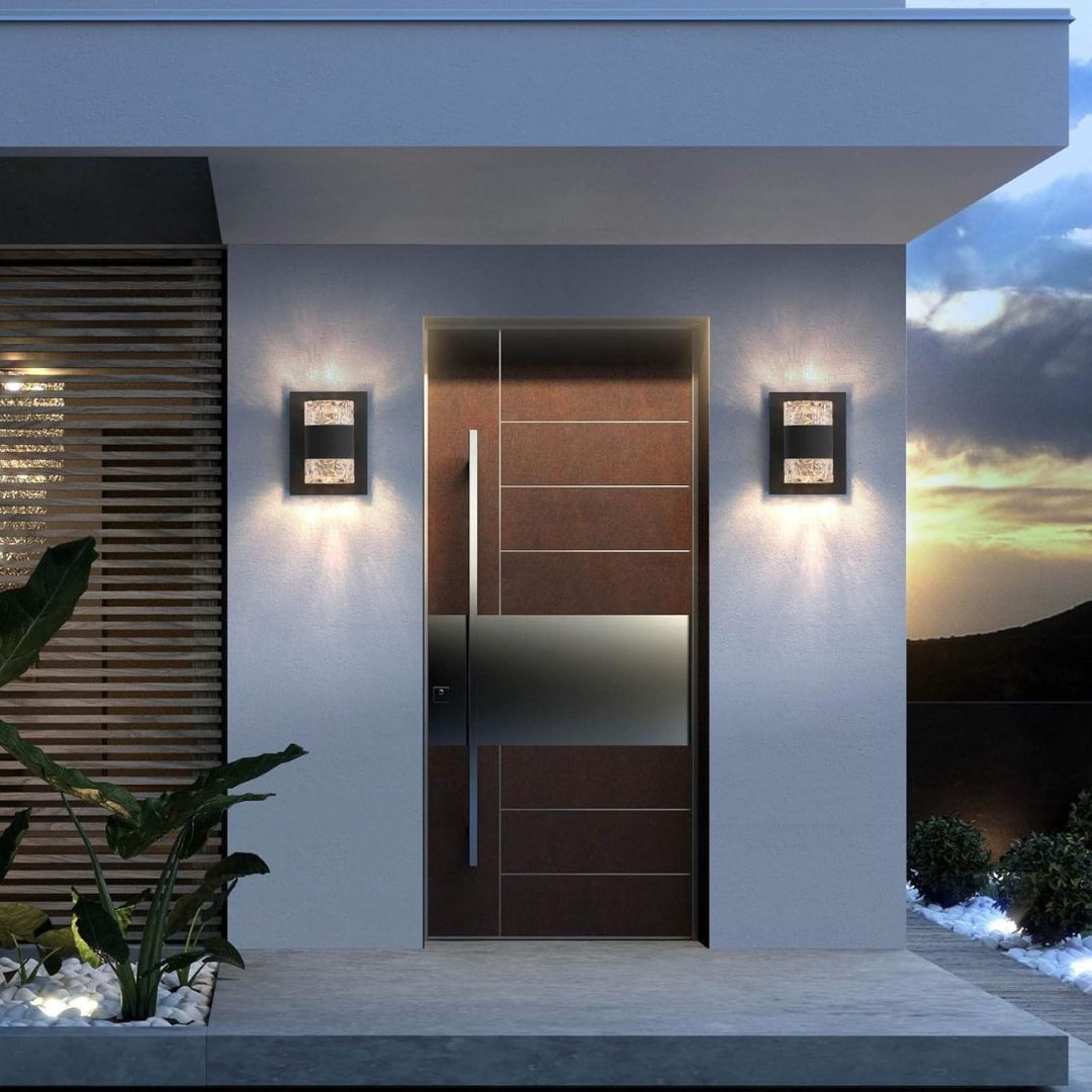 Buiten Wandlamp met Dimbare LED en Helder Glas – Zwart, Weerbestendig