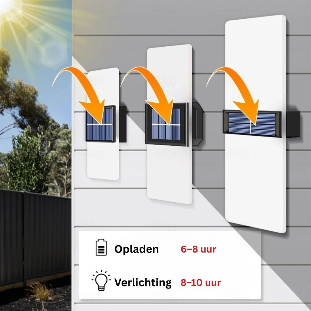 2 stuks Solar Wandlampen Waterdicht LED Buiten met Warm Wit Modus