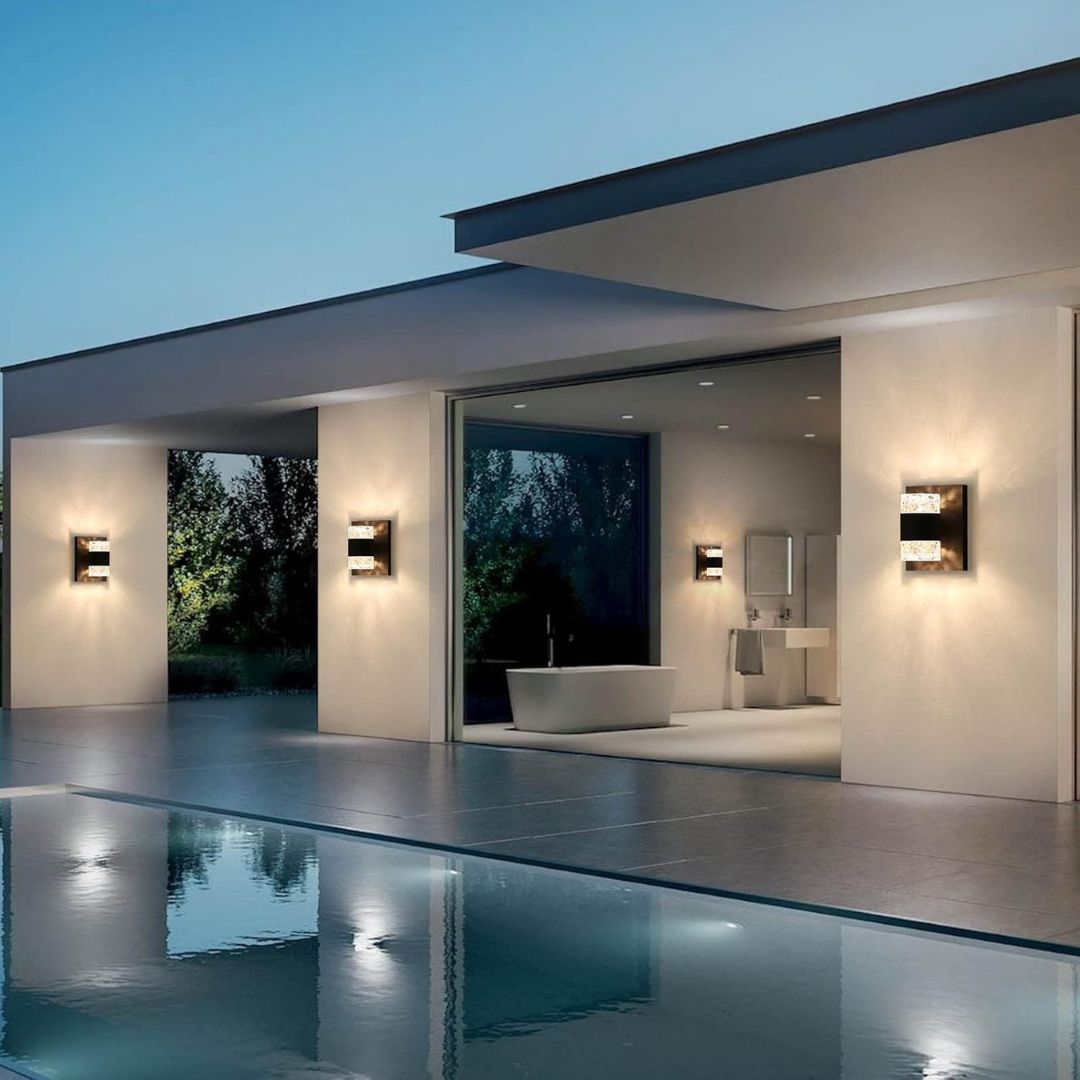 Buiten Wandlamp met Dimbare LED en Helder Glas – Zwart, Weerbestendig