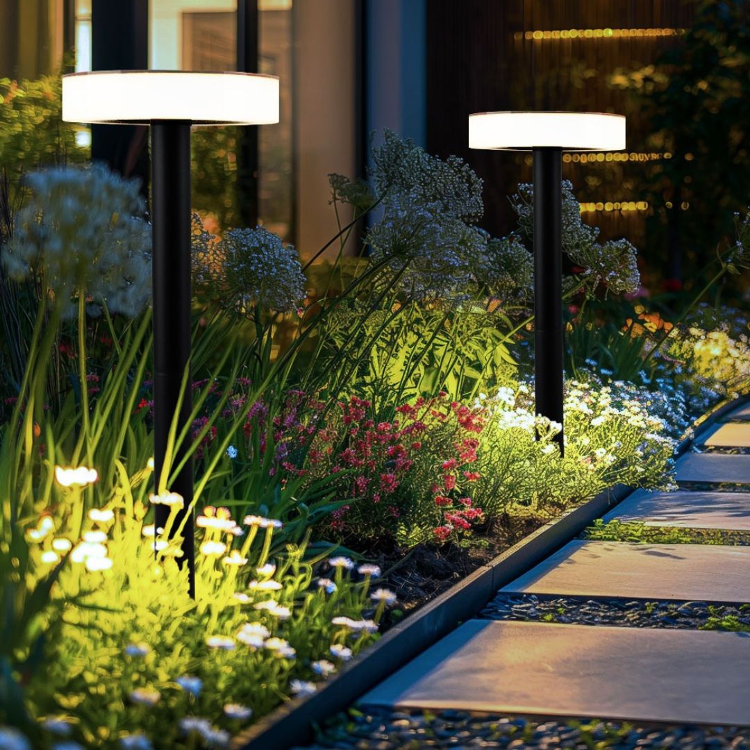 Zwarte Solar LED Tuinlamp met Grondspies voor Buiten