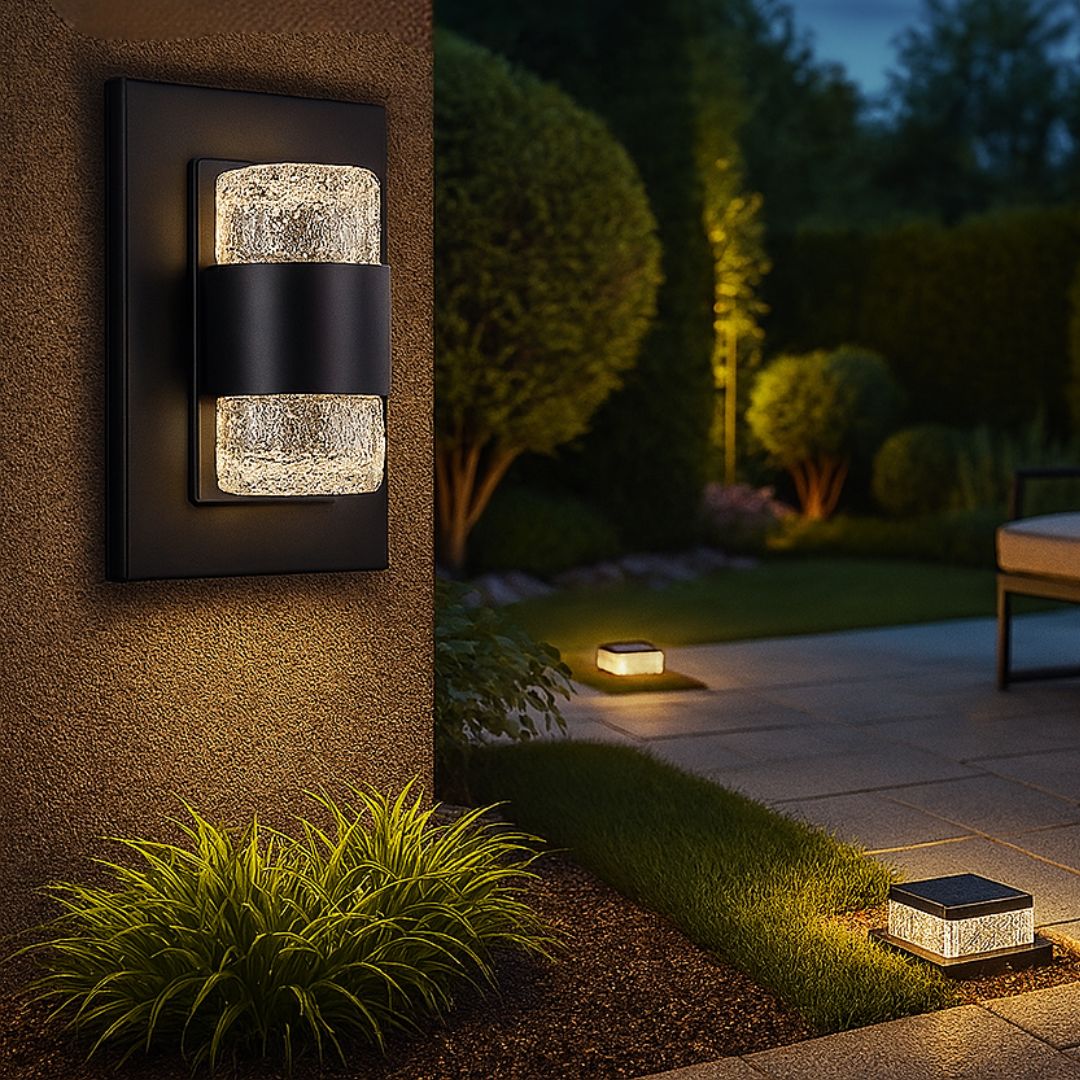 Buiten Wandlamp met Dimbare LED en Helder Glas – Zwart, Weerbestendig