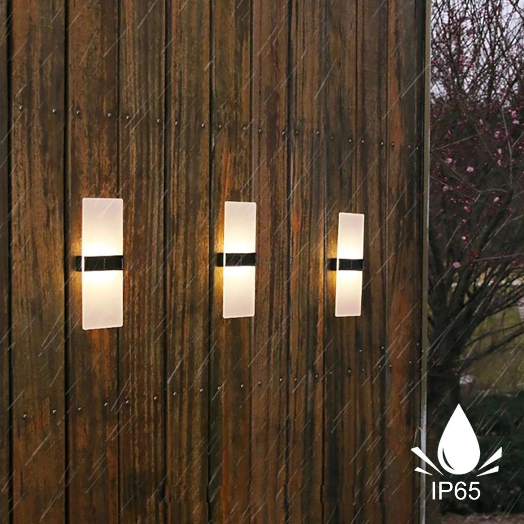 2 stuks Solar Wandlampen Waterdicht LED Buiten met Warm Wit Modus