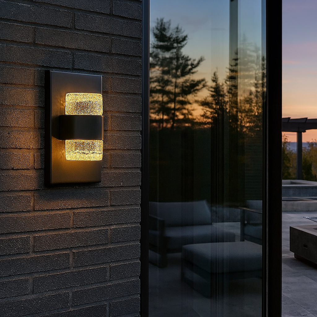 Buiten Wandlamp met Dimbare LED en Helder Glas – Zwart, Weerbestendig