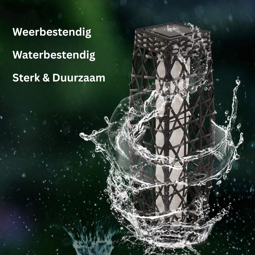 Grijze Buitenlantaarn van Wicker met 25 Lumen Solar Verlichting