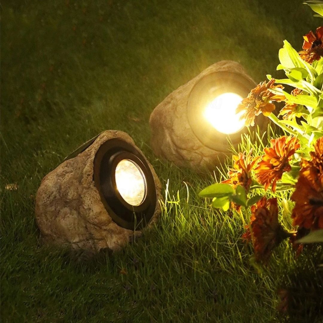 Solar Rotslamp Buiten LED Spot Waterdicht IP65 – Warm Wit