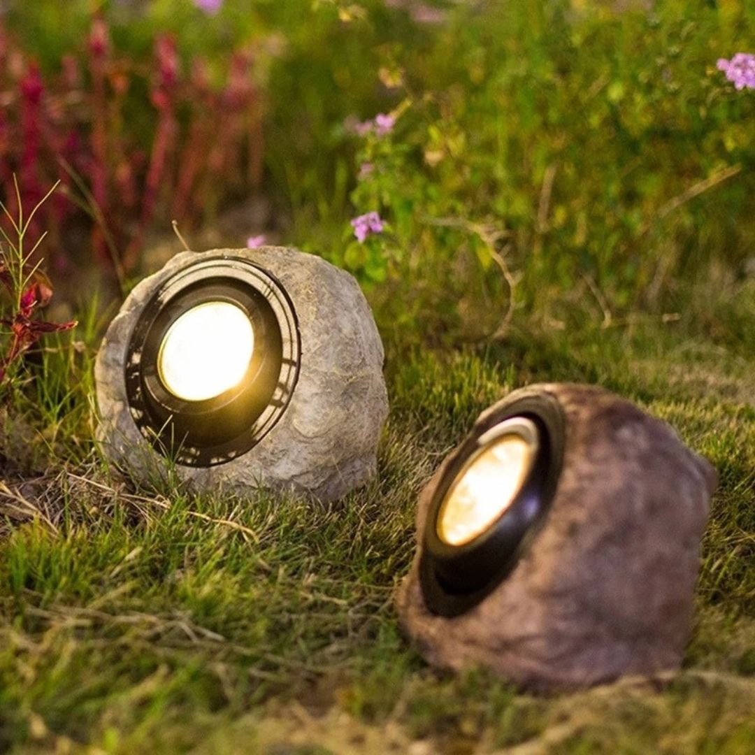 Solar Rotslamp Buiten LED Spot Waterdicht IP65 – Warm Wit