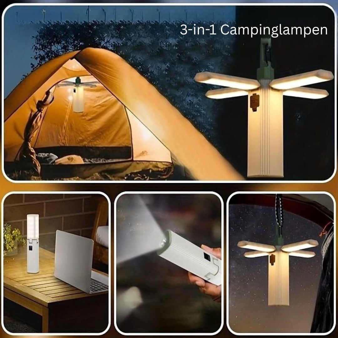 3-in-1 Campinglamp USB Oplaadbare Tentlantaarn met Telefoonoplader