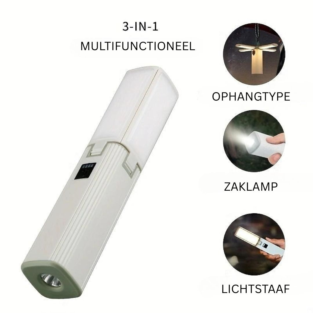 3-in-1 Campinglamp USB Oplaadbare Tentlantaarn met Telefoonoplader
