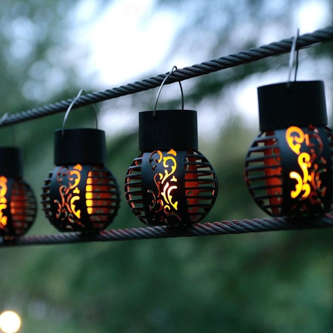 Solar Hangende Lantaarns Buiten Waterdicht Vlam Effect