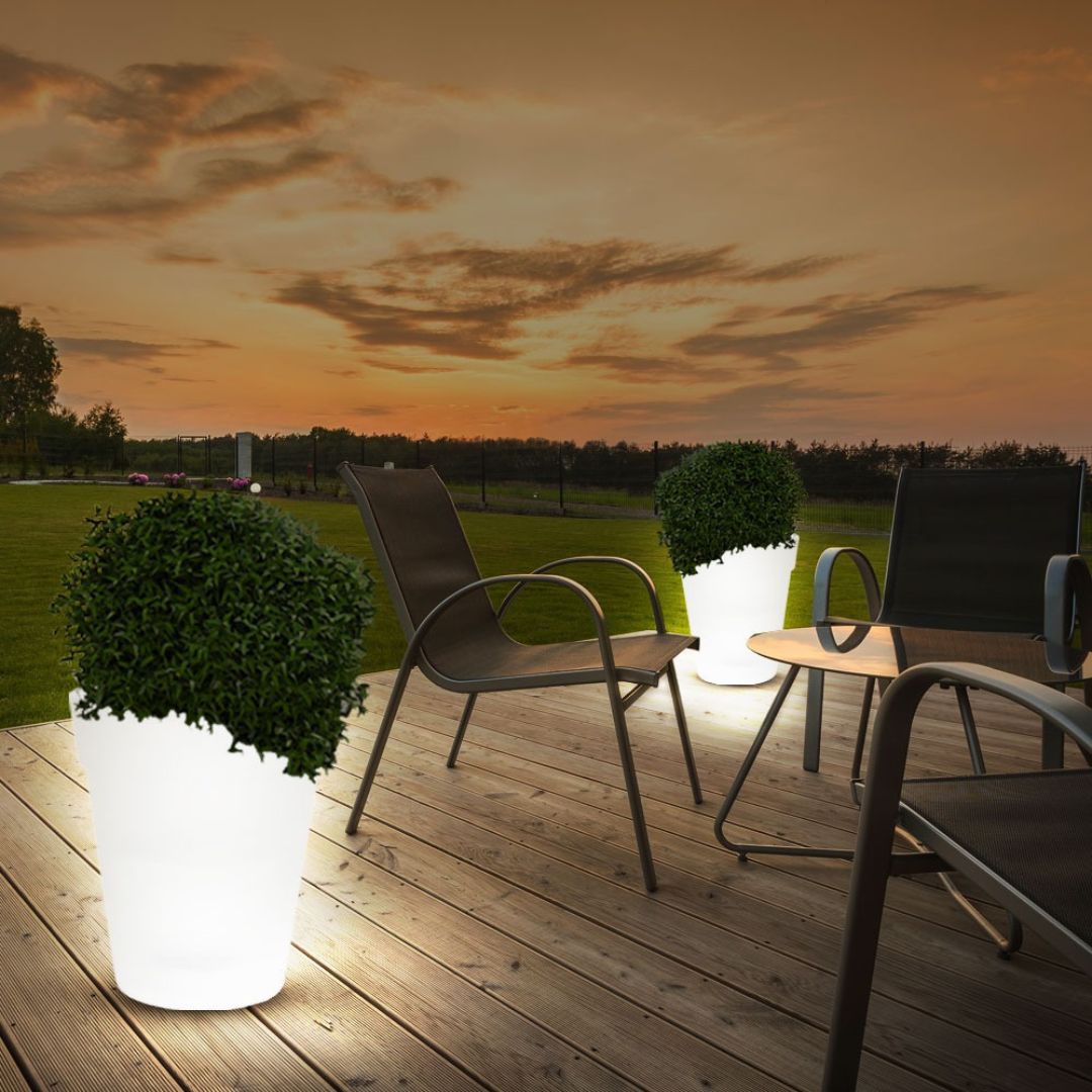 3x LED Zonnebloempotten Buitenverlichting Wit Kunststof op Batterijen