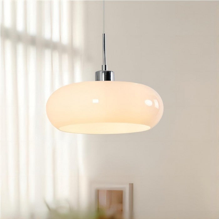 Retro Glazen Hanglamp – Bauhaus, Oranje, Scandinavisch