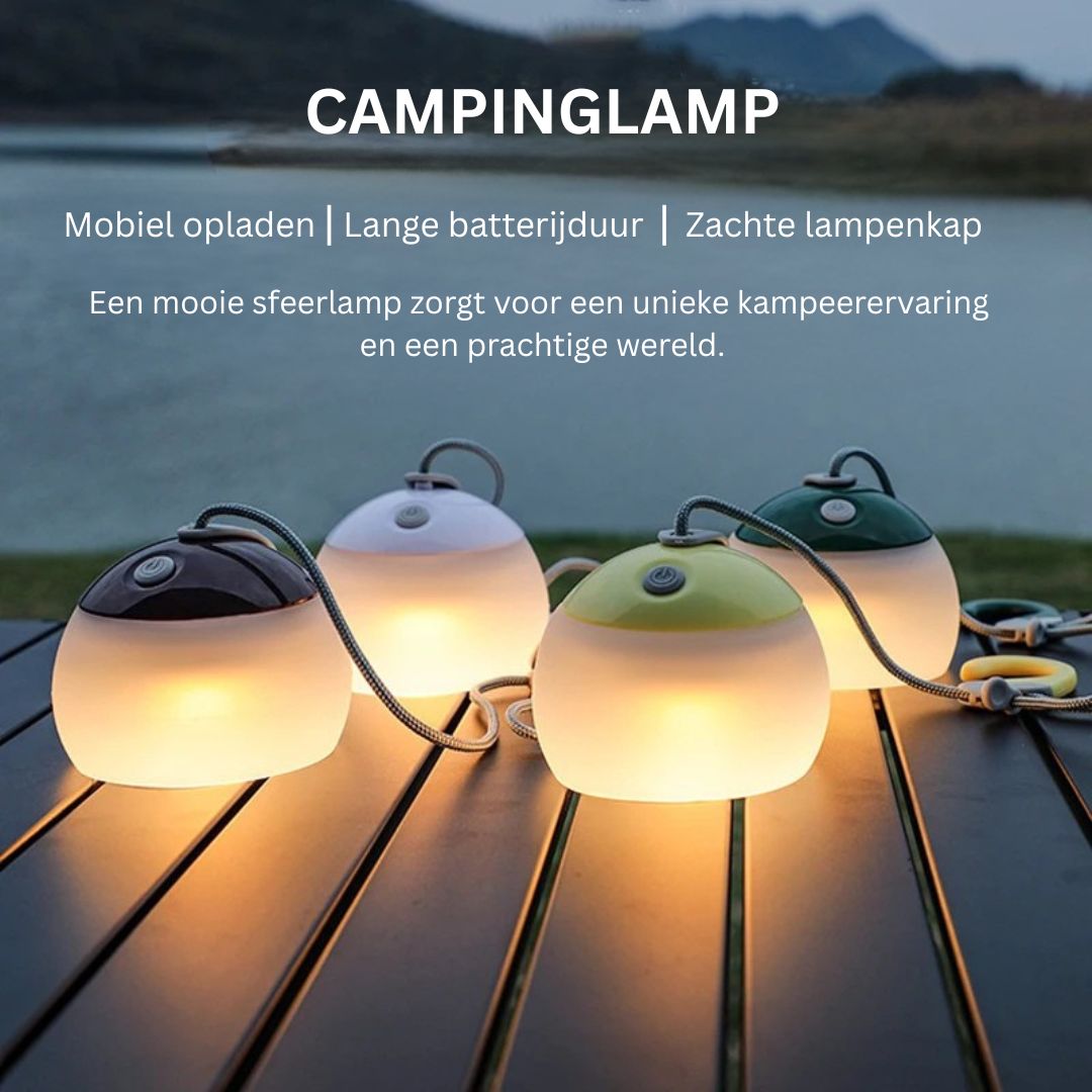 Buitencampinglamp met verstelbaar touw en warme-koude LED-modi