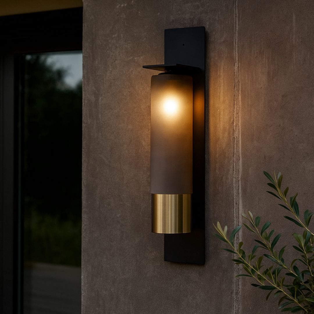Wandlamp Zwart van Metaal en Glas met E27 Fitting – 50 cm Hoog