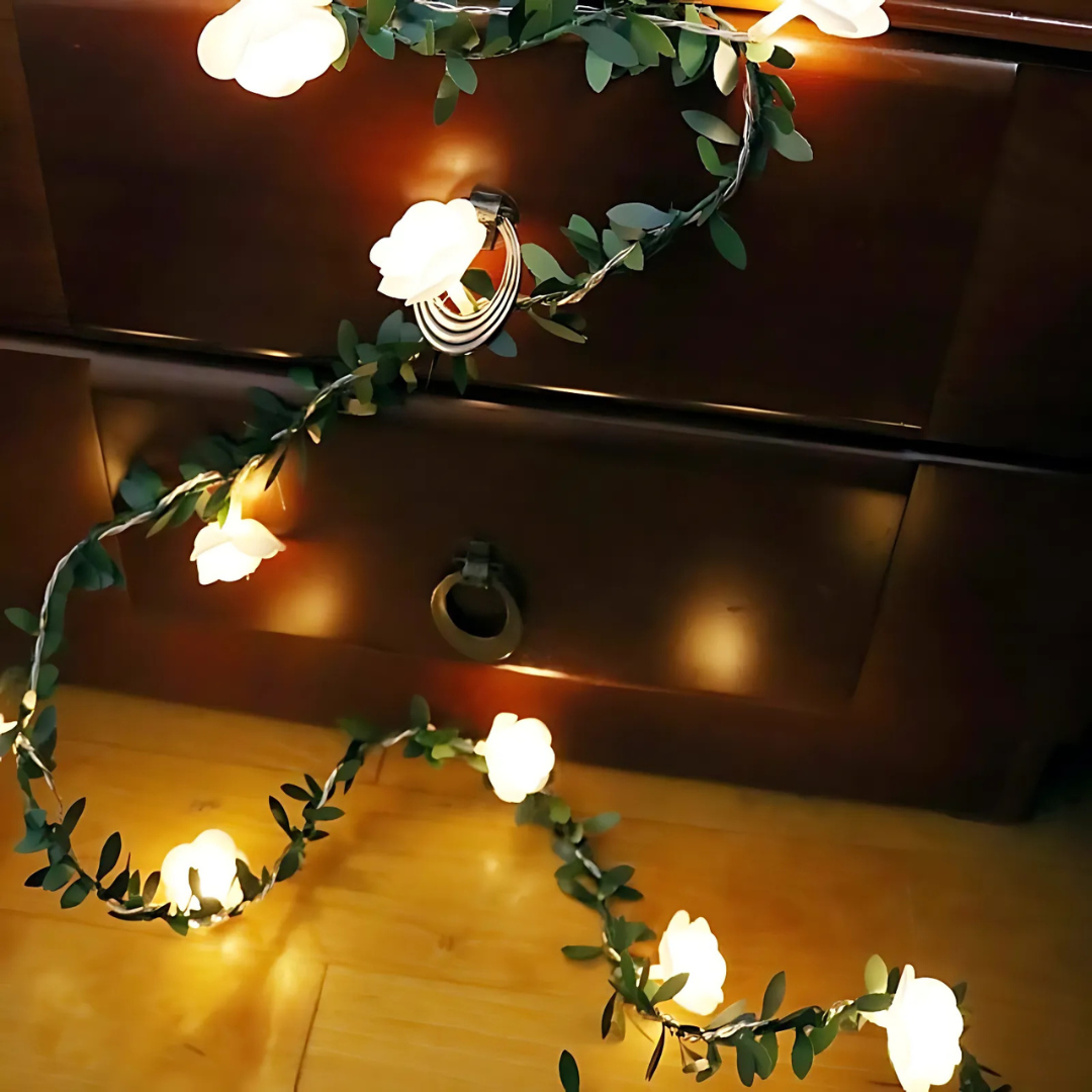Rozenbloem LED Lichtsnoer Werkt op Batterijen 1,5–6 m Warm Wit