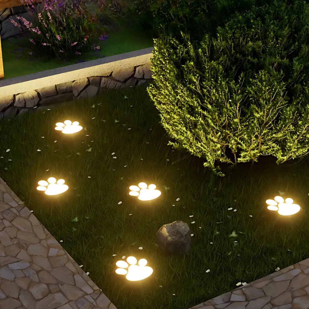 Solar Buitenlamp met Schemersensor - Waterdichte Tuinverlichting met Pootafdruk