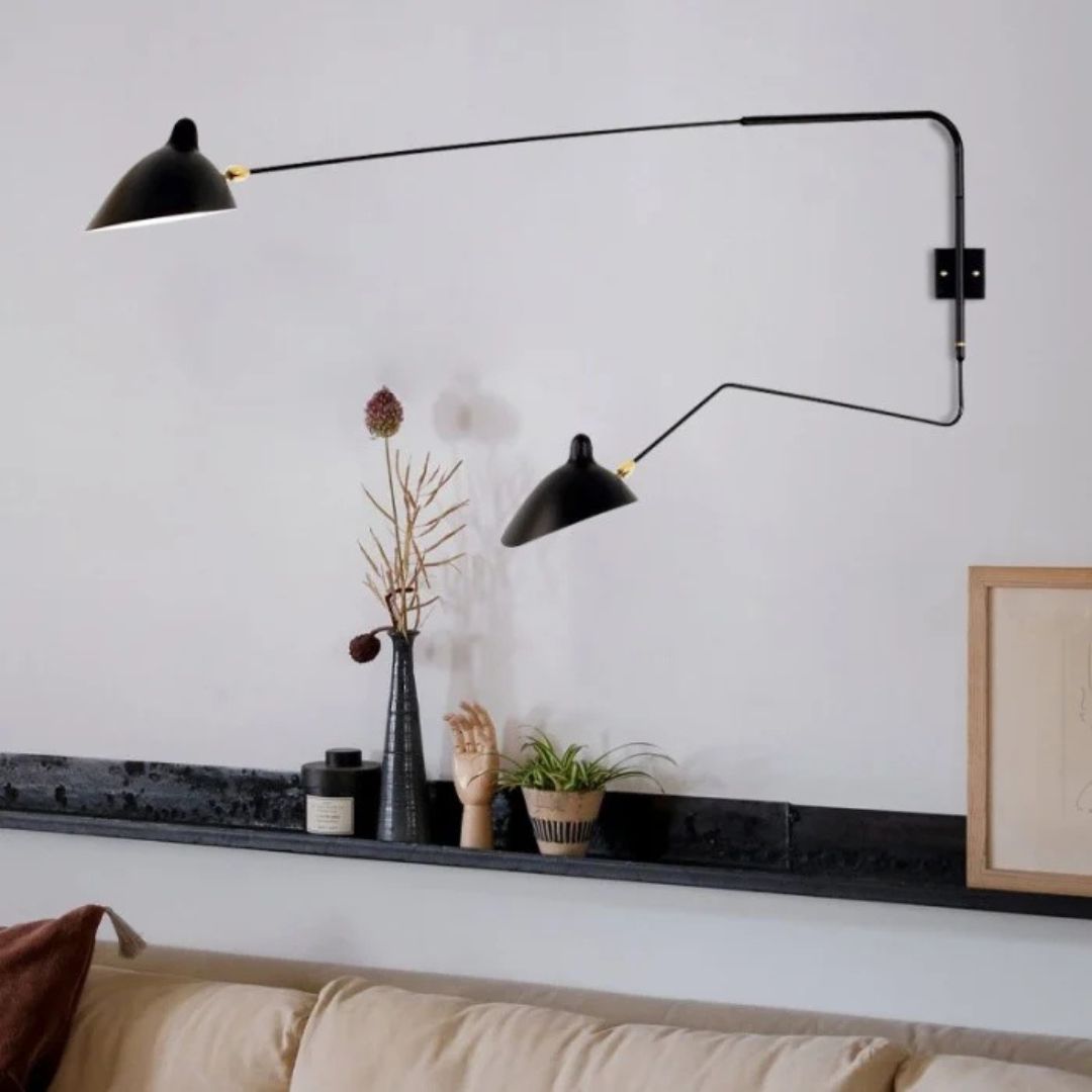 Verstelbare Wandlamp E14 Zwart/Wit 1-2 Koppen