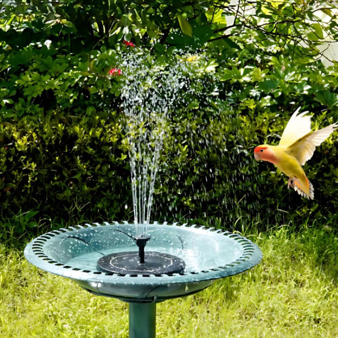Zonne-energie Tuin Fontein met 7 Spuitpatronen en Dusk Sensor - Duurzaam Waterornament