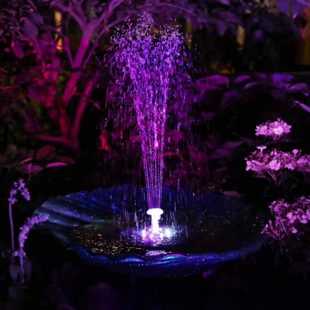 Zonne-energie Tuin Fontein met 7 Spuitpatronen en Dusk Sensor - Duurzaam Waterornament