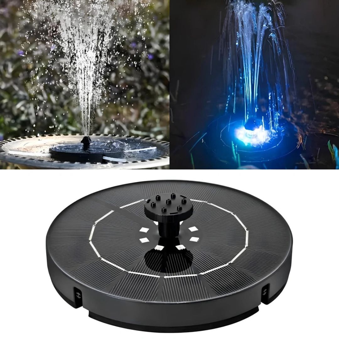 Zonne-energie Tuin Fontein met 7 Spuitpatronen en Dusk Sensor - Duurzaam Waterornament