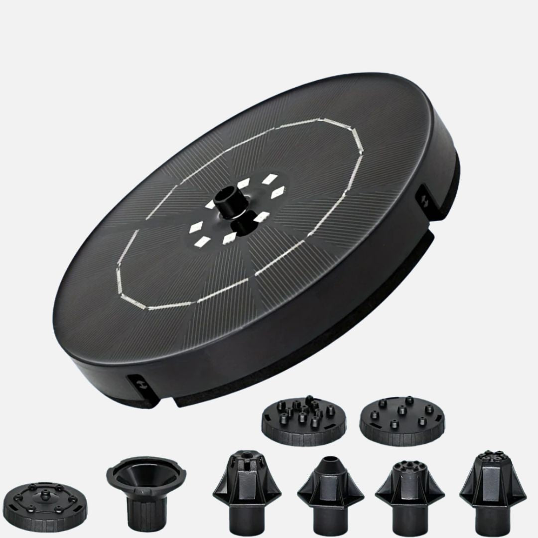 Zonne-energie Tuin Fontein met 7 Spuitpatronen en Dusk Sensor - Duurzaam Waterornament