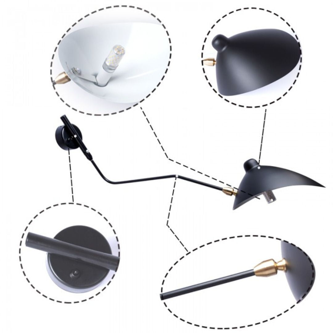 Verstelbare Wandlamp E14 Zwart/Wit 1-2 Koppen