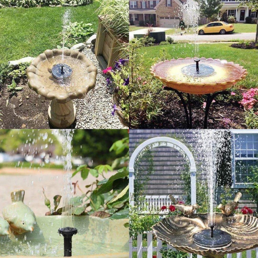 Zonne-energie Tuin Fontein met 7 Spuitpatronen en Dusk Sensor - Duurzaam Waterornament