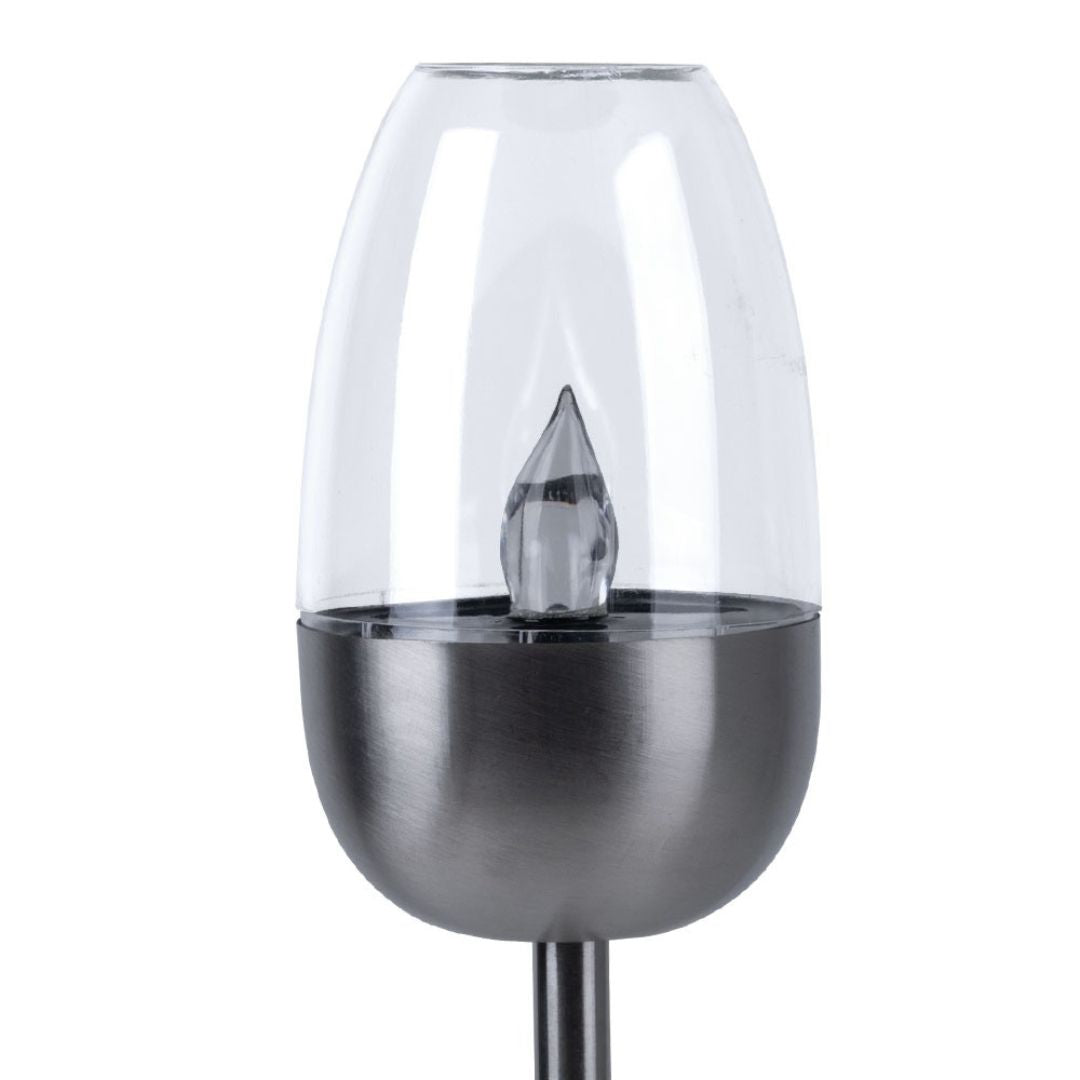 Solar LED Tuinlampen Set Vlam Effect Zilveren Grondspies