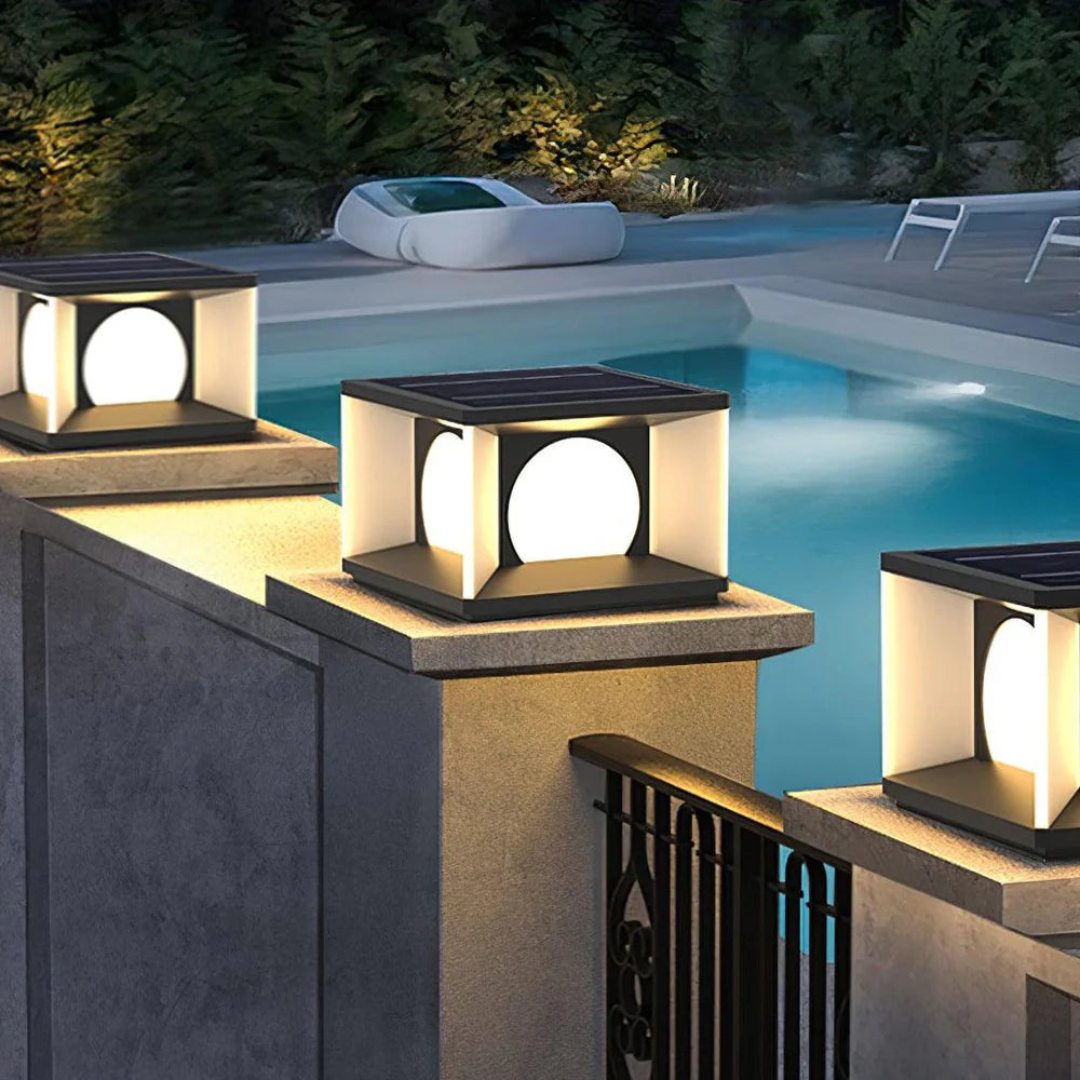 Vierkante Buitenlamp Zwart Eclipse Cube met Ingebouwde LED Verlichting
