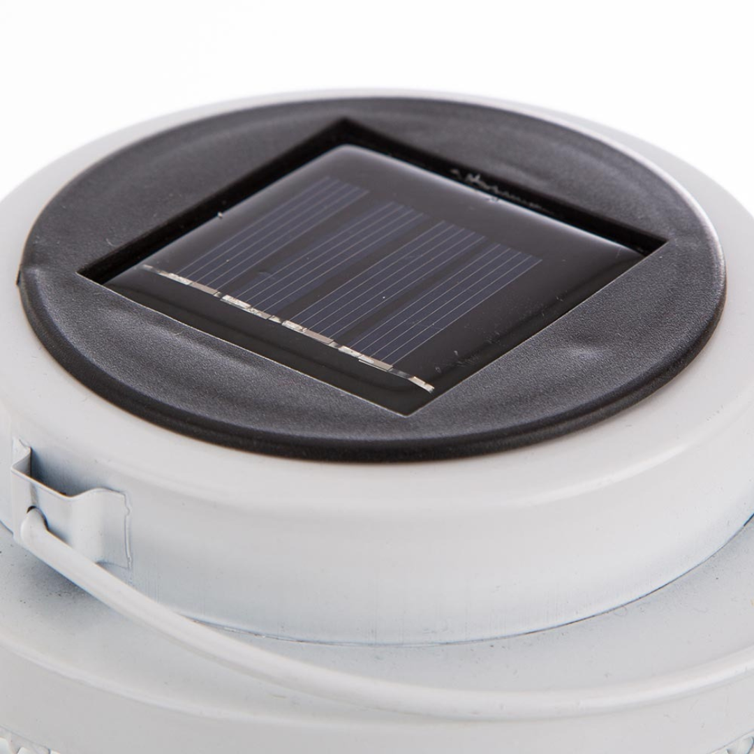 Solar LED Tuinlantaarn Wit Metaal Oosters Design 18cm Buiten