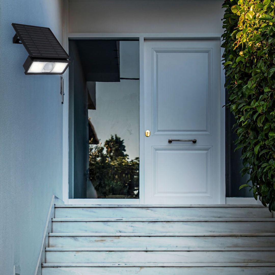 LED Solar Wandlamp met Bewegingssensor IP65 500 lm Zwart