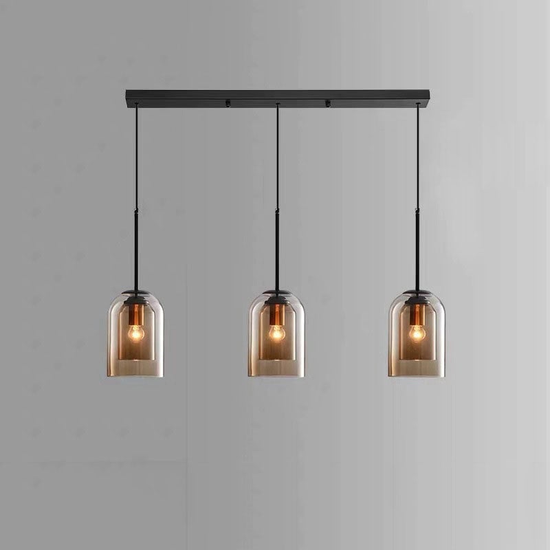 Glazen Hanglamp – Modern, Dubbele Laag, IJzer & Glas