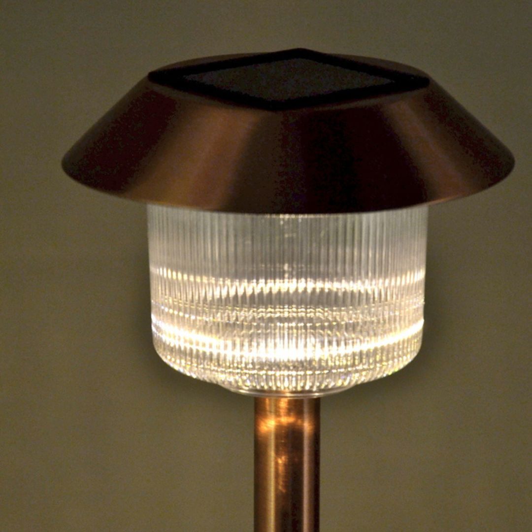 Koperen Zonnepadverlichting Buiten 12-Pack – Geborstelde Afwerking LED Pinnen