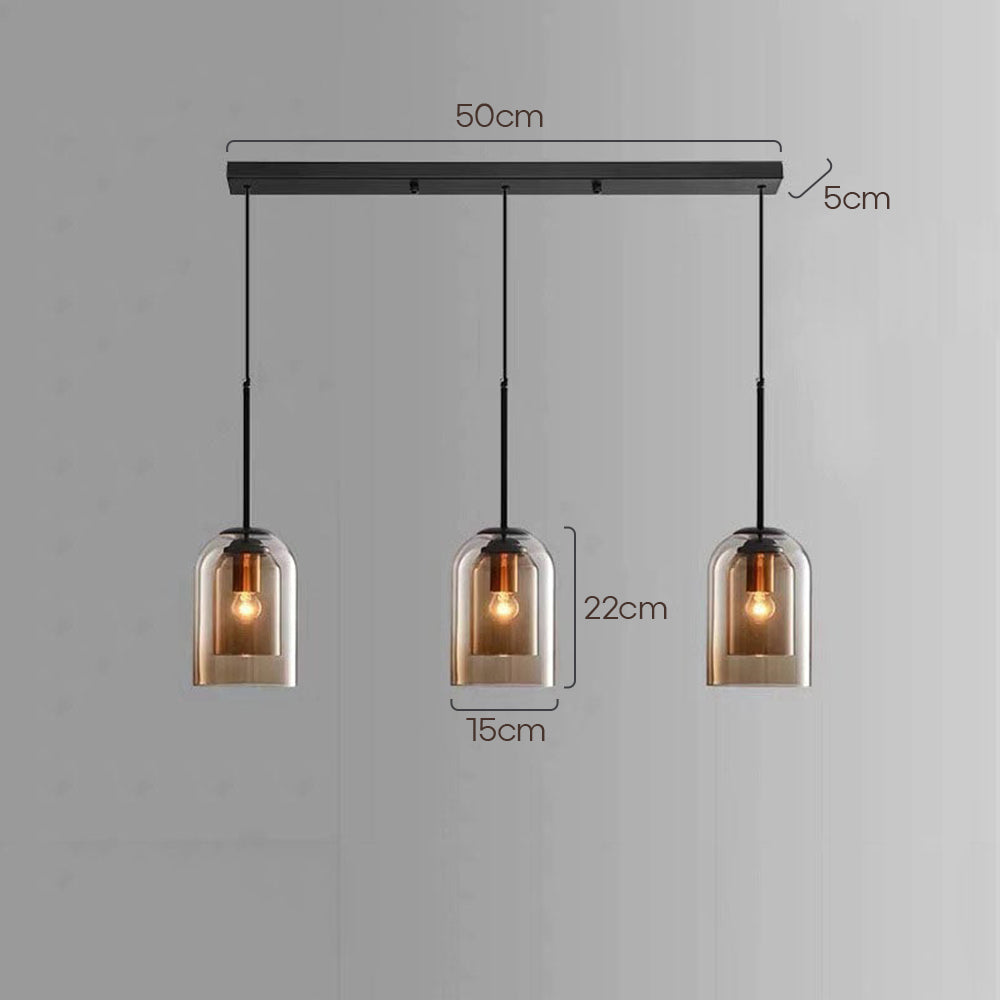 Glazen Hanglamp – Modern, Dubbele Laag, IJzer & Glas