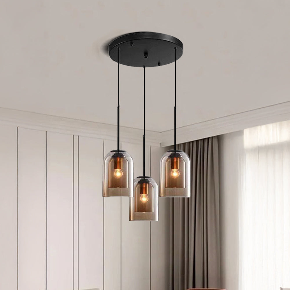 Glazen Hanglamp – Modern, Dubbele Laag, IJzer & Glas