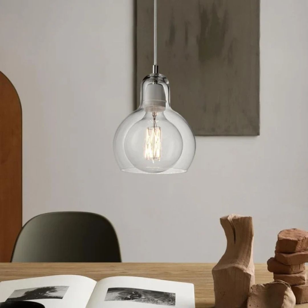 Retro Glazen Hanglamp Mega Bulb Ø11–18 cm E27 Helder Amber Rookgrijs