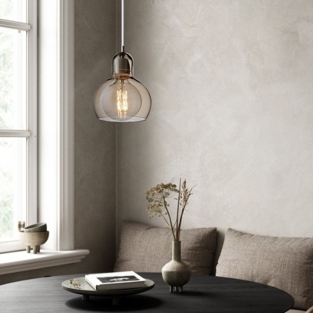 Retro Glazen Hanglamp Mega Bulb Ø11–18 cm E27 Helder Amber Rookgrijs