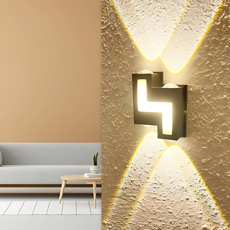 Zwarte Buiten Wandlamp met 7 LED's – Waterdicht en Duurzaam Verlichting