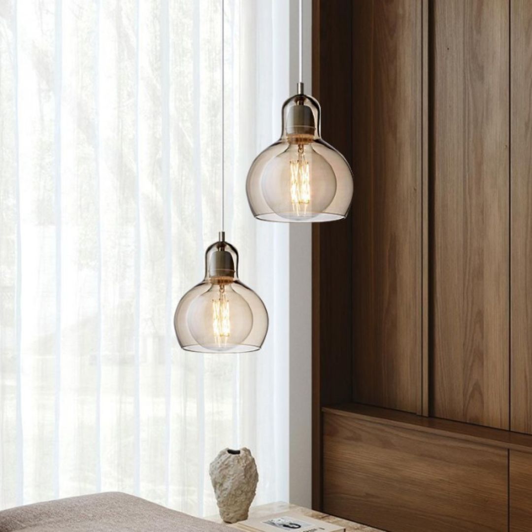 Retro Glazen Hanglamp Mega Bulb Ø11–18 cm E27 Helder Amber Rookgrijs