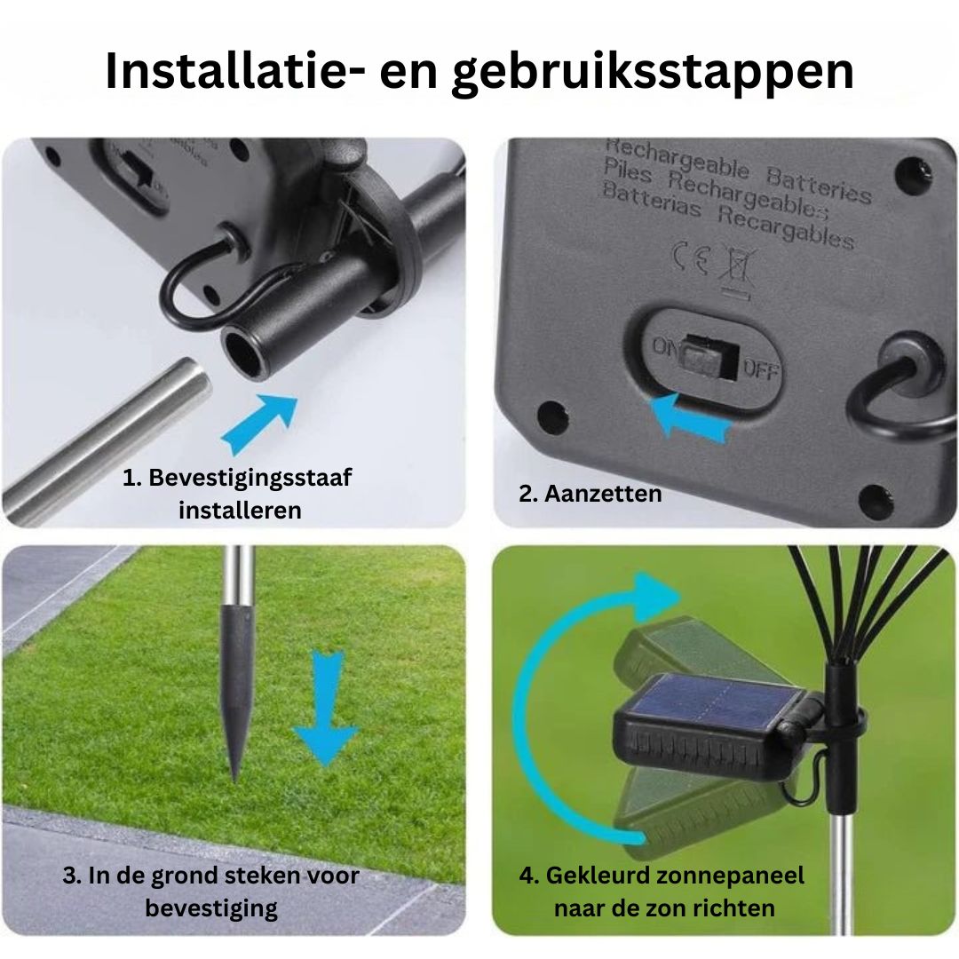 Waterdichte Tuinlampen Solar met 24 LED's – Zonne-energie Bijontwerp
