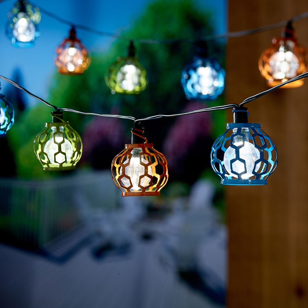 Solar Lichtslinger voor Buiten met 20 LED's en Metalen Kooi in 3 Kleuren