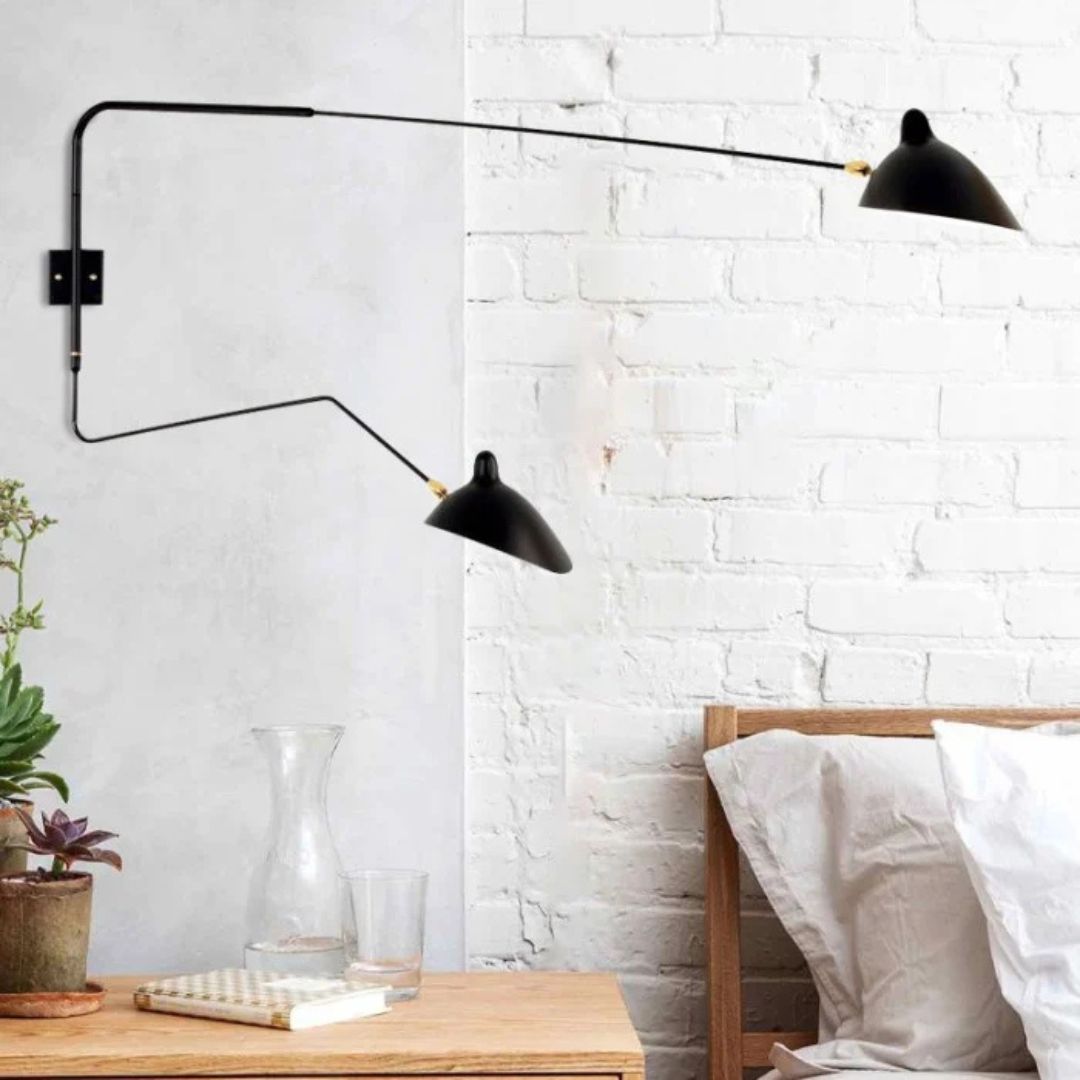 Verstelbare Wandlamp E14 Zwart/Wit 1-2 Koppen