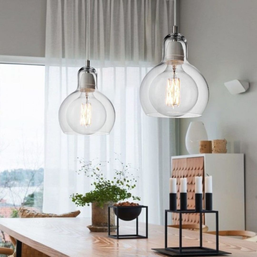 Retro Glazen Hanglamp Mega Bulb Ø11–18 cm E27 Helder Amber Rookgrijs