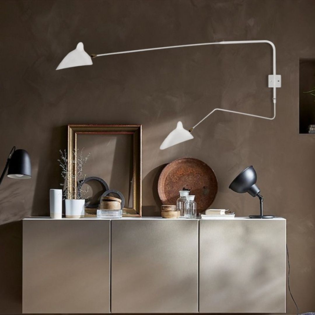 Verstelbare Wandlamp E14 Zwart/Wit 1-2 Koppen